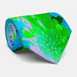 Abstrakte Retro-Blume in Lavendel und Kalkgrün Krawatte