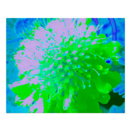 Abstrakte Retro-Blume in Lavendel und Kalkgrün Poster