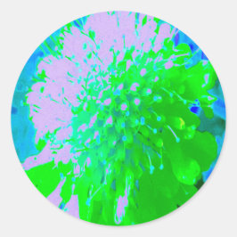 Abstrakte Retro-Blume in Lavendel und Kalkgrün Runder Aufkleber