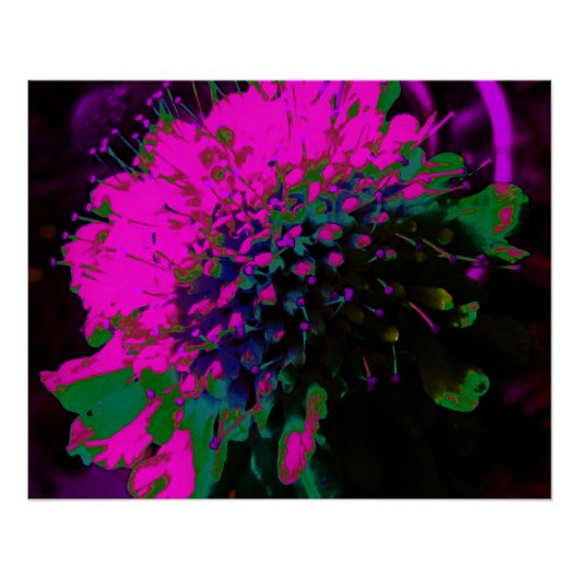 Abstrakte Retro-Blume in Rosa und Schwarz Poster (Vorderseite)