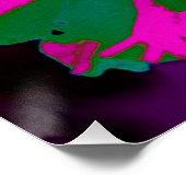 Abstrakte Retro-Blume in Rosa und Schwarz Poster (Ecke)