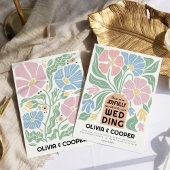 Abstrakte Retro Boho Chic farbenfrohe blumenreiche Einladung