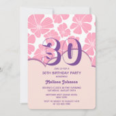Abstrakte Retro-Carnation Pink Chamomile Geburtsta Einladung (Vorderseite)