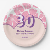 Abstrakte Retro-Carnation Pink Chamomile Geburtsta Pappteller (Vorderseite)