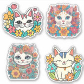 Abstrakte Retro Cat Collection Wasserdicht Aufkleber (Vorderseite)