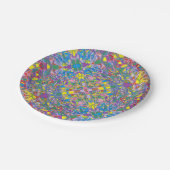 Abstrakte Retro-Design-Papier-Teller Blumensommer  Pappteller (Schrägansicht)