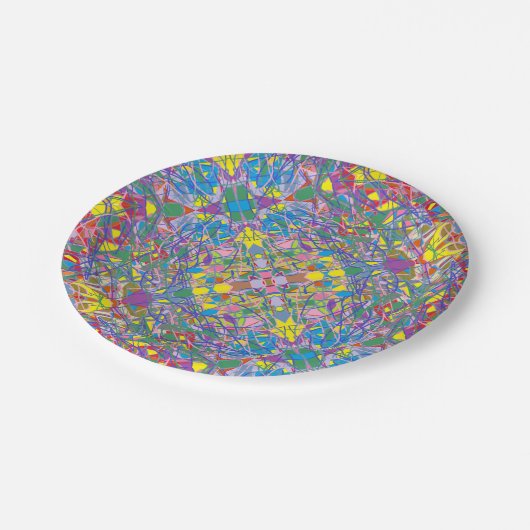 Abstrakte Retro-Design-Papier-Teller Blumensommer  Pappteller (Schrägansicht)