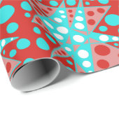 Abstrakte Retro-Designs in Rot, Weiß und Türkis Geschenkpapier (Rolleneckpunkt)