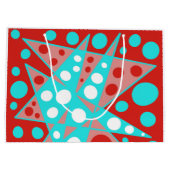 Abstrakte Retro-Designs in Rot, Weiß und Türkis Große Geschenktüte (Rückseite)