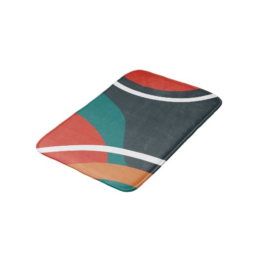 Abstrakte Retro-Farblinien Badematte (Schrägansicht)