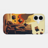 Abstrakte Retro-Gaming schwebende Klippen iPhone 16 Hülle (Rückseite (Horizontal))