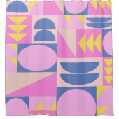 Abstrakte Retro Geometric Pink Blue Mid Century Mo Duschvorhang (Vorderseite)