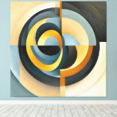 Abstrakte Retro-Geometrie in Kreisen und Rechtecke Leinwanddruck (Insitu (Holzboden))