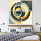 Abstrakte Retro-Geometrie in Kreisen und Rechtecke Leinwanddruck (Insitu (Schlafzimmer))