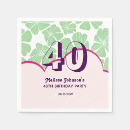 Abstrakte Retro Green Chamomile Blume Geburtstag Serviette