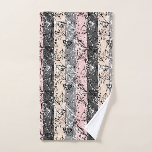 Abstrakte Retro kleine Blume Blumenzweig Blätter Badhandtuch Set (Handtuch)