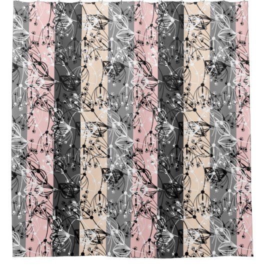 Abstrakte Retro kleine Blume Blumenzweig Blätter Duschvorhang (Vorderseite)