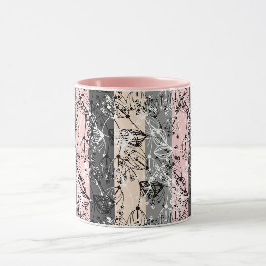 Abstrakte Retro kleine Blume Blumenzweig Blätter Tasse (Zentrum)