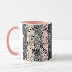 Abstrakte Retro kleine Blumen florale Blätter Zwei Tasse