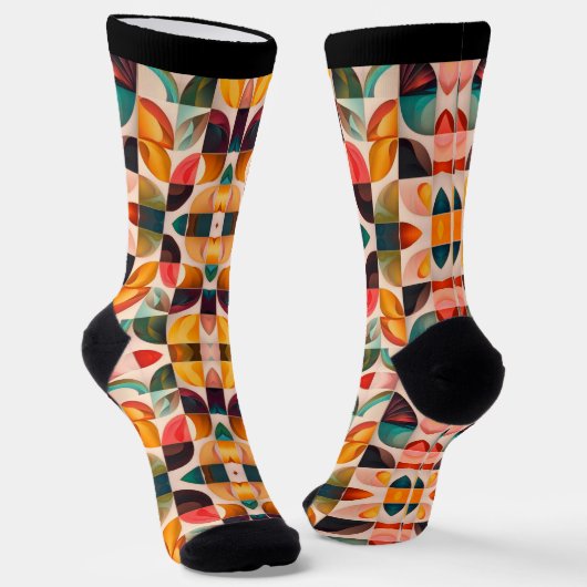 Abstrakte Retro-Kollektion für beliebte Quadrate Socken (Gewinkelt)