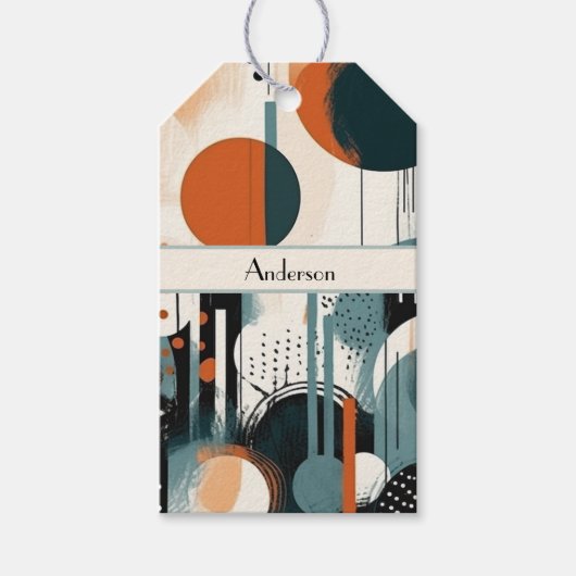 Abstrakte Retro-Kunst, anpassbar Geschenkanhänger (Vorderseite)