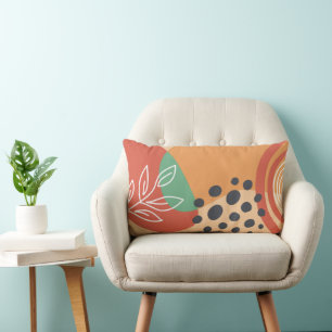 Abstrakte Retro-Line-Kunst, buntes boho-Design Lendenkissen