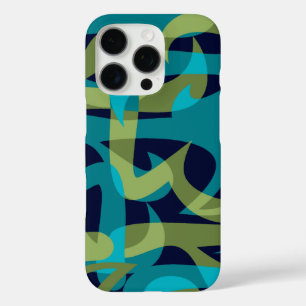 Abstrakte Retro-Psychedelic-Autobahn in Navy-Teal iPhone 16 Pro Hülle