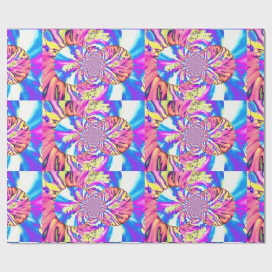 Abstrakte Retro-Rosa Mandala Rosa Orchideen Geschenkpapier (Flach)