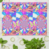 Abstrakte Retro-Rosa Mandala Rosa Orchideen Geschirrtuch (Gefaltet)