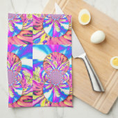 Abstrakte Retro-Rosa Mandala Rosa Orchideen Geschirrtuch (Viertel Falte)