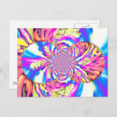 Abstrakte Retro-Rosa Mandala Rosa Orchideen Postkarte (Vorne/Hinten)