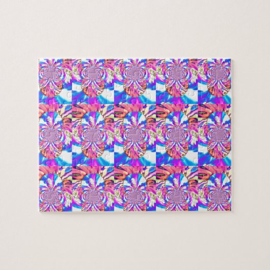 Abstrakte Retro-Rosa Mandala Rosa Orchideen Puzzle (Horizontal)