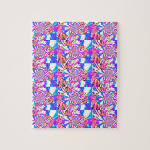 Abstrakte Retro-Rosa Mandala Rosa Orchideen Puzzle