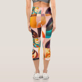 Abstrakte Retro-Sammlung Moderner Platz Capri Leggings (Rückseite)