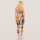 Abstrakte Retro-Sammlung Moderner Platz Capri Leggings (Rückseite)