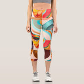 Abstrakte Retro-Sammlung Moderner Platz Capri Leggings (Vorderseite)