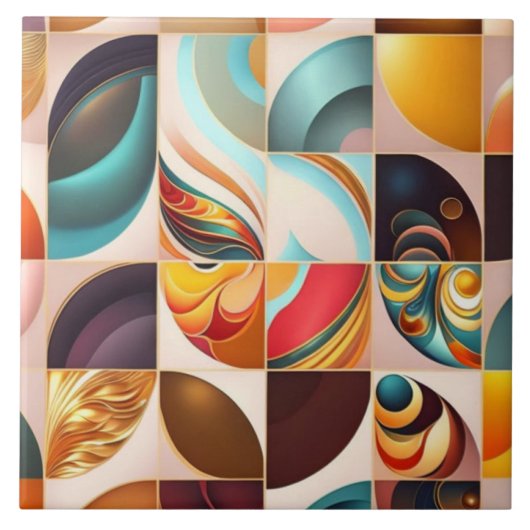 Abstrakte Retro-Sammlung Moderner Platz Fliese (Vorderseite)