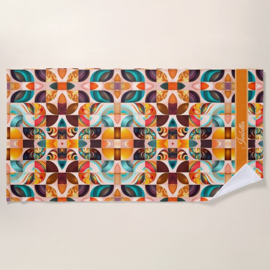 Abstrakte Retro-Sammlung Moderner Platz Strandtuch (Vorderseite)