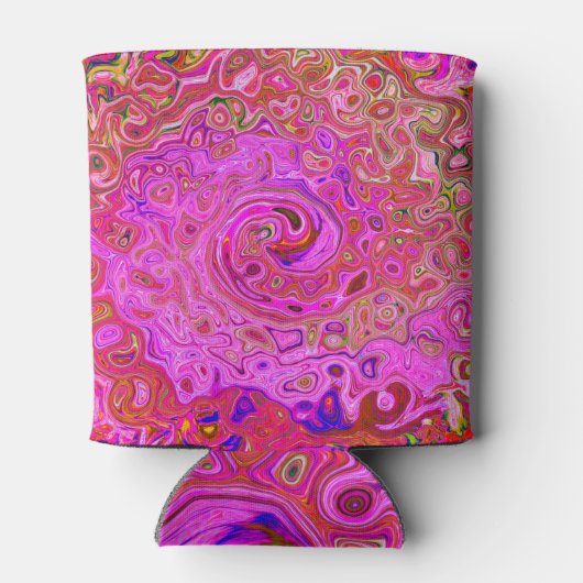 Abstrakte Retro-Swirbel in rosa Marmorfarben Dosenkühler (Rückseite)