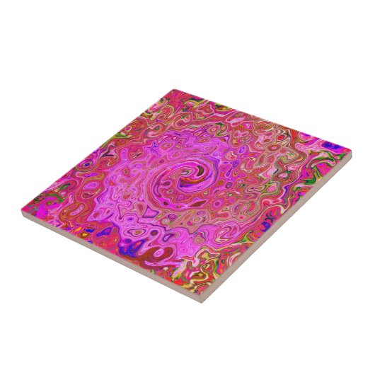 Abstrakte Retro-Swirbel in rosa Marmorfarben Fliese (Seite)