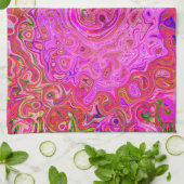 Abstrakte Retro-Swirbel in rosa Marmorfarben Geschirrtuch (Gefaltet)