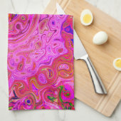 Abstrakte Retro-Swirbel in rosa Marmorfarben Geschirrtuch (Viertel Falte)