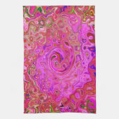 Abstrakte Retro-Swirbel in rosa Marmorfarben Geschirrtuch (Vertikal)