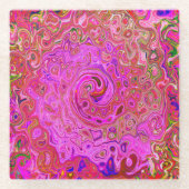 Abstrakte Retro-Swirbel in rosa Marmorfarben Glasuntersetzer (Vorderseite)