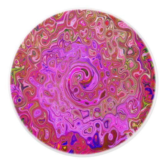 Abstrakte Retro-Swirbel in rosa Marmorfarben Keramikknauf (Vorderseite)