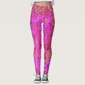 Abstrakte Retro-Swirbel in rosa Marmorfarben Leggings (Vorderseite)