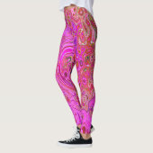 Abstrakte Retro-Swirbel in rosa Marmorfarben Leggings (Links)