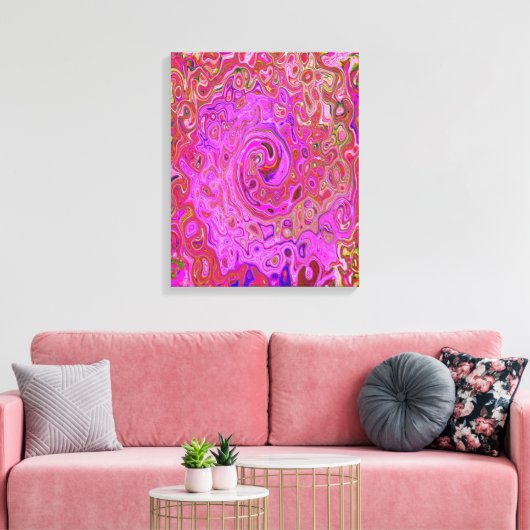 Abstrakte Retro-Swirbel in rosa Marmorfarben Leinwanddruck (Insitu (Wohnzimmer))