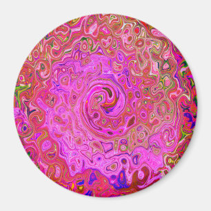 Abstrakte Retro-Swirbel in rosa Marmorfarben Magnet