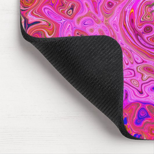 Abstrakte Retro-Swirbel in rosa Marmorfarben Mousepad (Ecke)
